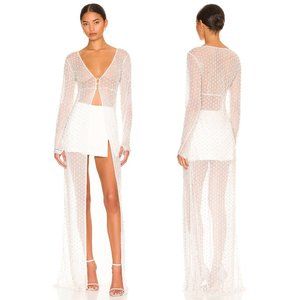 NEW retrofete Marcel Duster in White Crystal Floor Length Long Sleeve Kimono XS